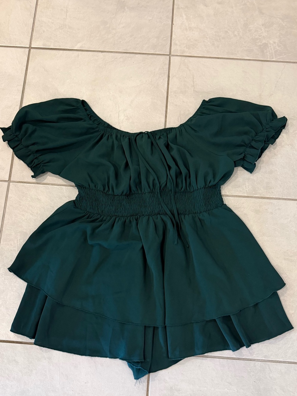 Amazon Women's Dark Green Off-Shoulder Romper